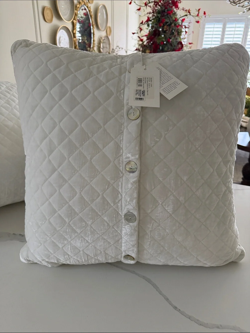 Bella Notte Quilted Silk Velvet Euro pillow shams with Button Down back.
